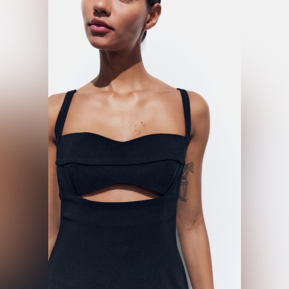 Zara dress little black balloon cut out fitted bodycon evening cocktail party - Picture 8 of 16